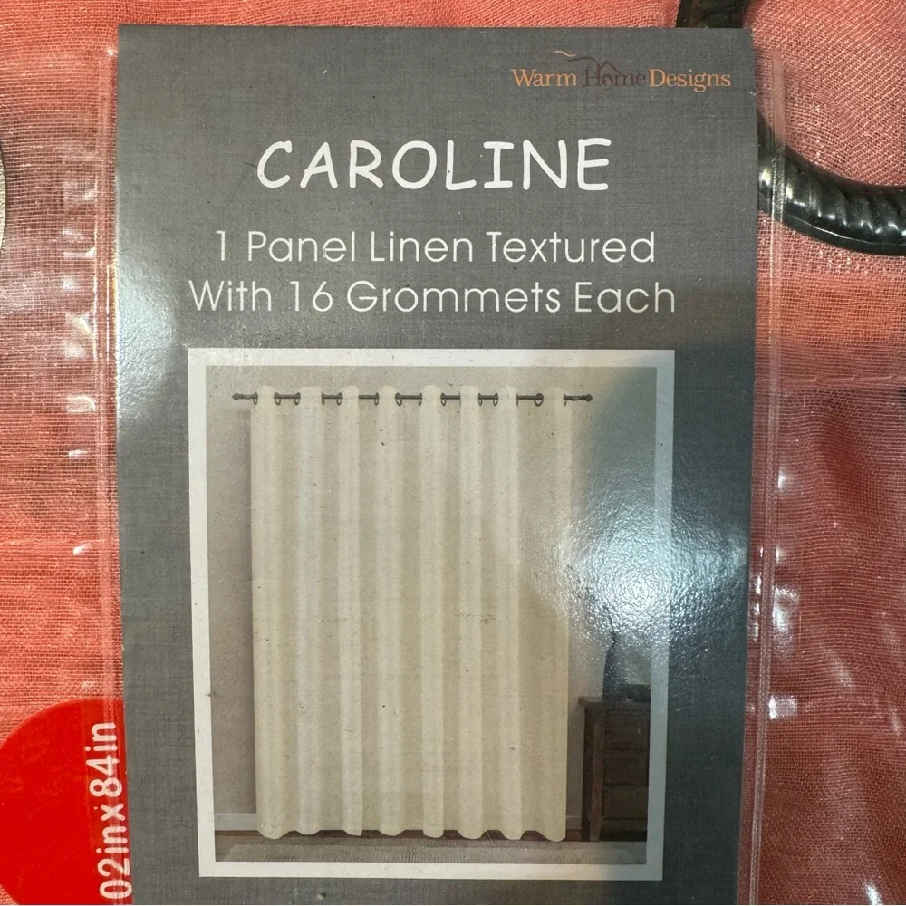 Caroline Coral 1 panel linen textured with 16 grommets each